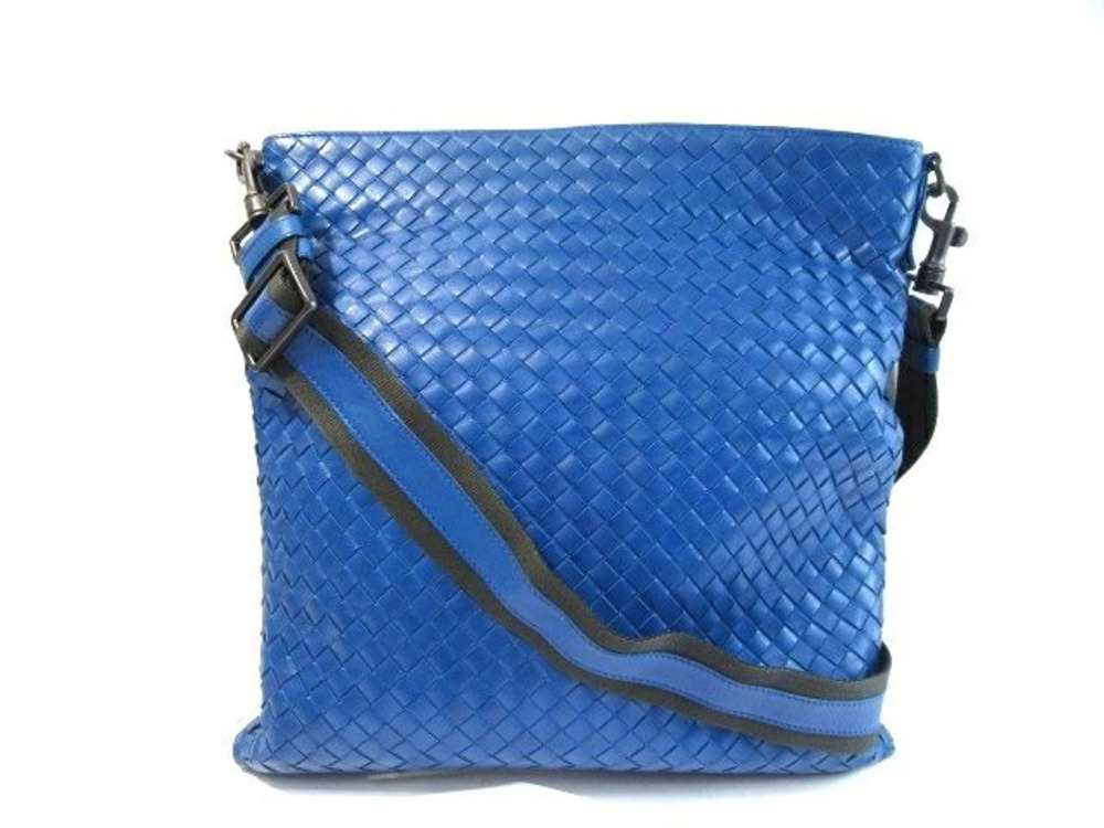 BOTTEGA VENETA Shoulder Bag Blue Intrecciato Calfskin